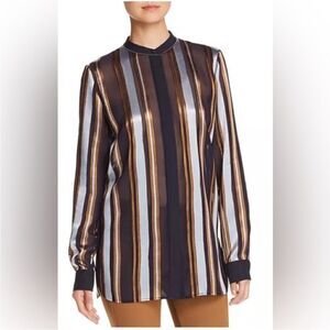 NWT Lafayette 148 New York Multicolor Striped Blouse, M